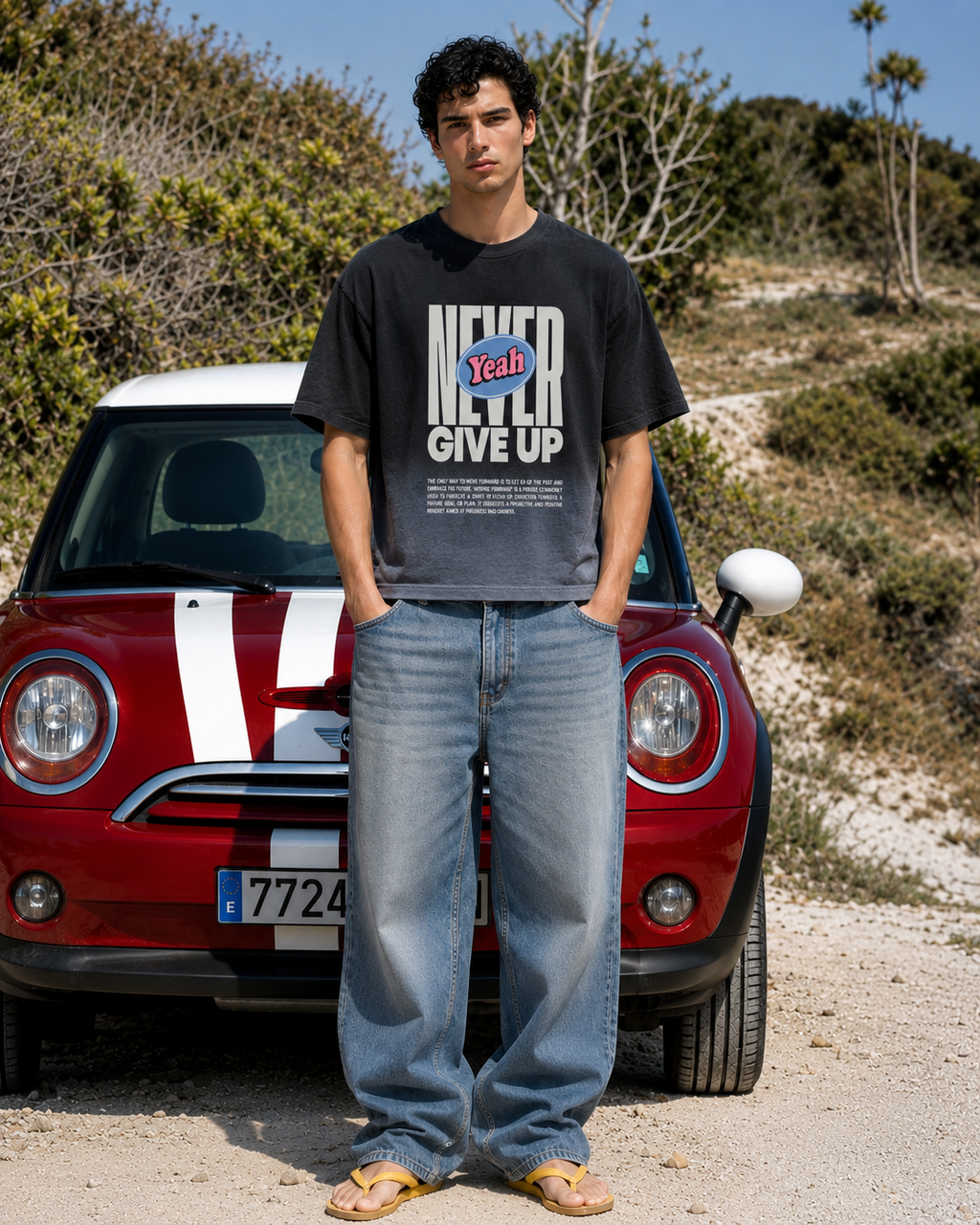 Ombre Wash Never Give Up Tee